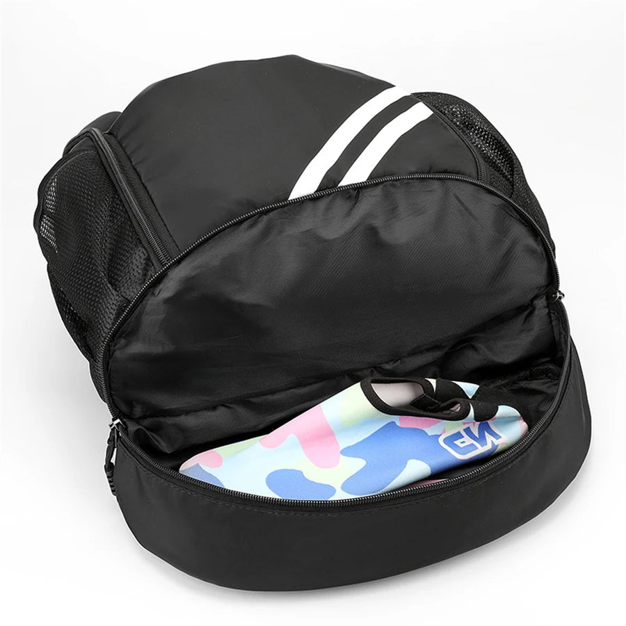 Basketball backpack bottom view – waterproof nylon sports bag