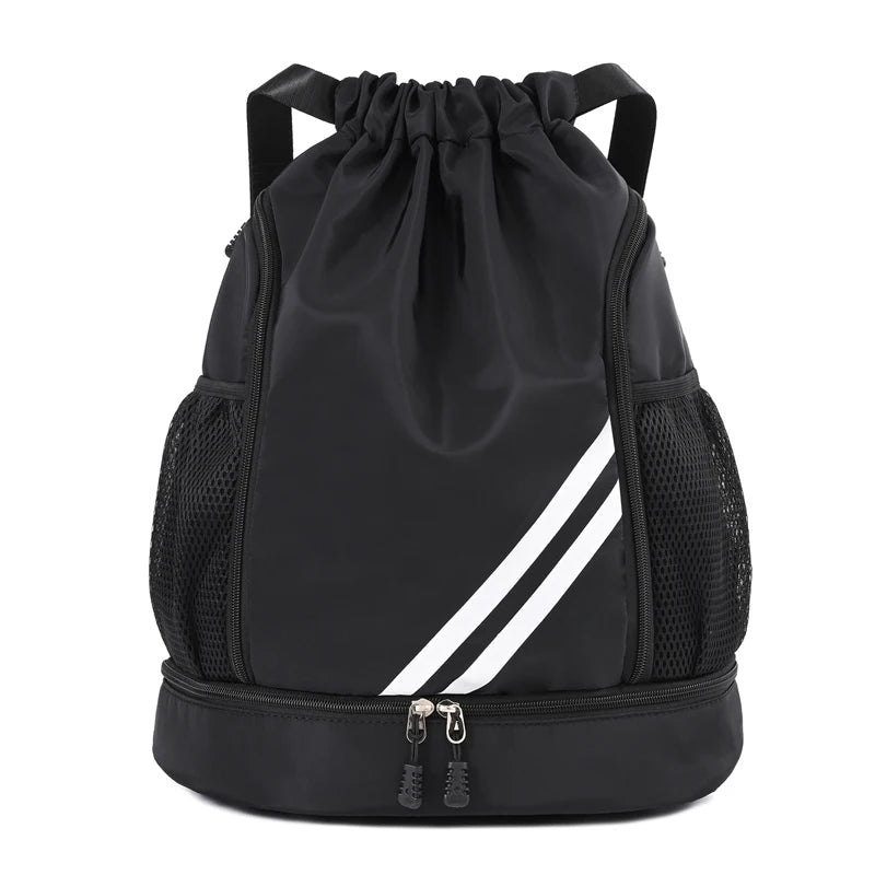 Basketball backpack front view – waterproof nylon sports bag color black