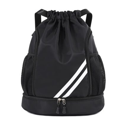 Basketball backpack front view – waterproof nylon sports bag color black