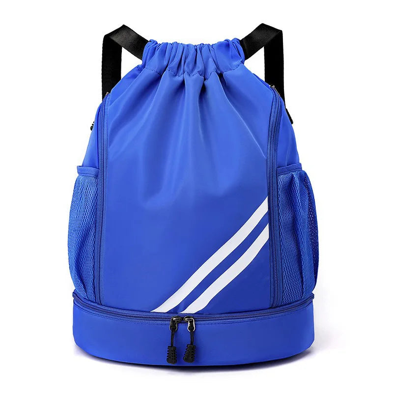 Basketball backpack front view – waterproof nylon sports bag color blue