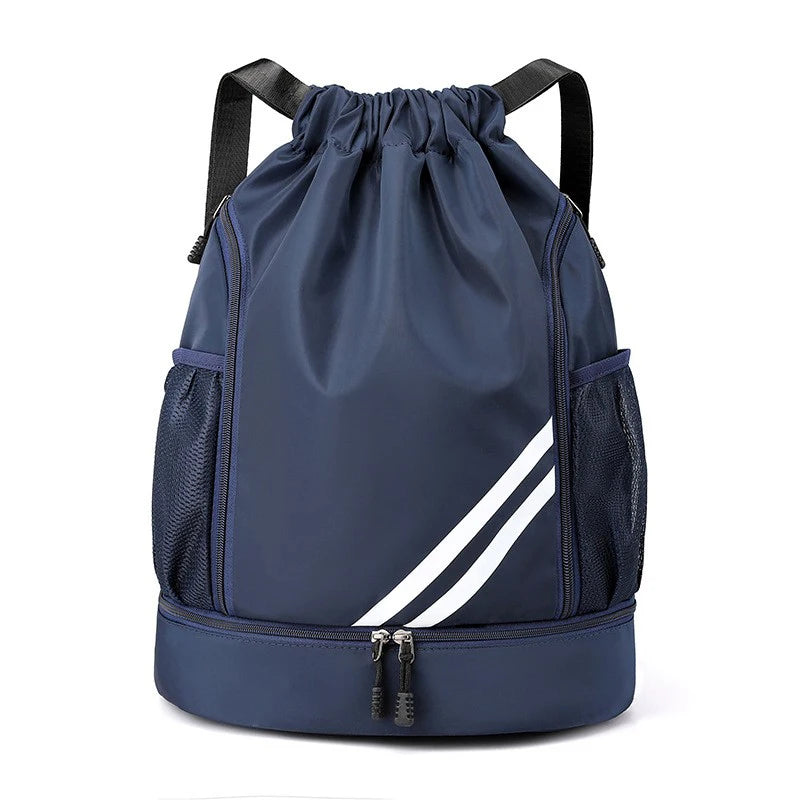 Basketball backpack front view – waterproof nylon sports bag color dark blue