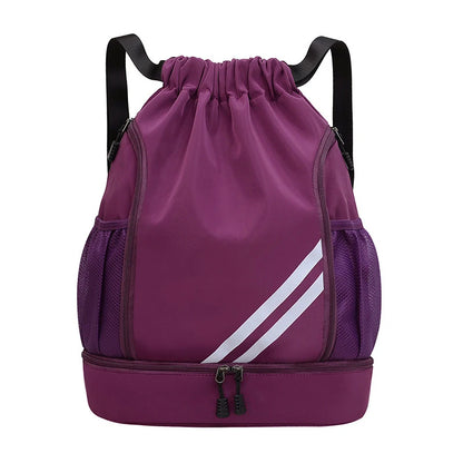 Basketball backpack front view – waterproof nylon sports bag color dark purple