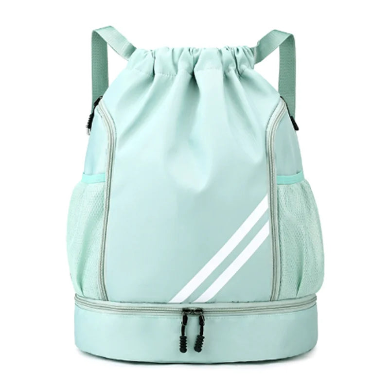 Basketball backpack front view – waterproof nylon sports bag color green
