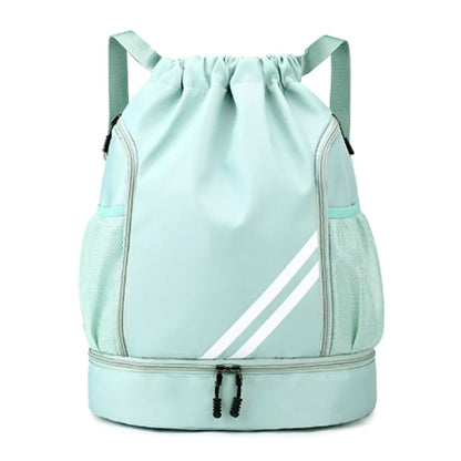 Basketball backpack front view – waterproof nylon sports bag color green