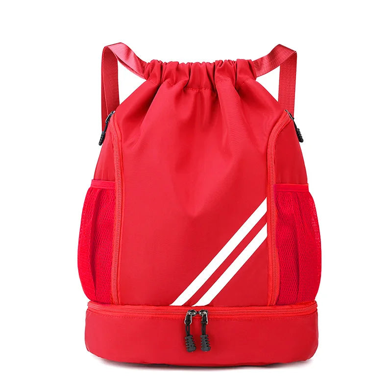 Basketball backpack front view – waterproof nylon sports bag color red