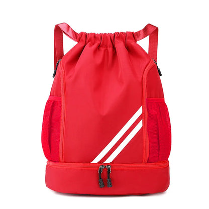 Basketball backpack front view – waterproof nylon sports bag color red