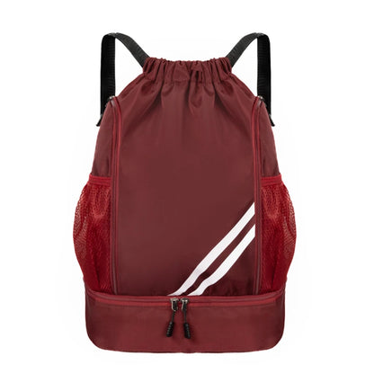 Basketball backpack front view – waterproof nylon sports bag color wine red