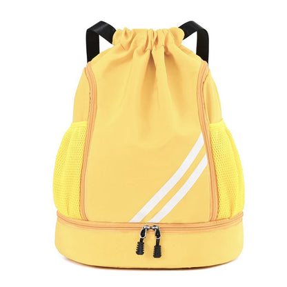 Basketball backpack front view – waterproof nylon sports bag color yellow