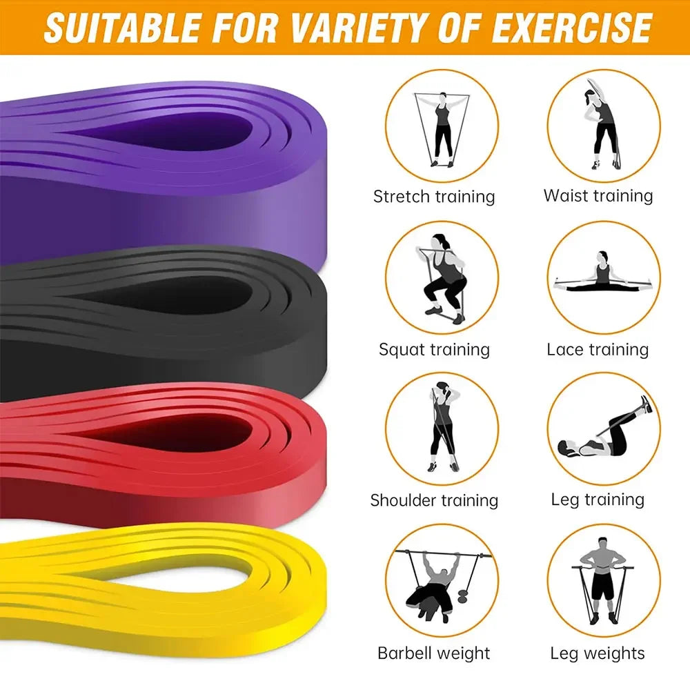 7-Level Resistance Bands Set for Pull Up Assistance, Home Gym - Elastic Silicone Exercise Bands for Physical Therapy, Stretchin