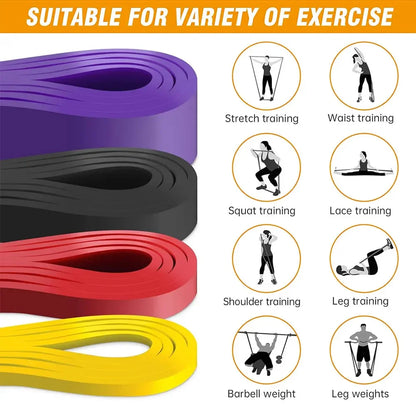 7-Level Resistance Bands Set for Pull Up Assistance, Home Gym - Elastic Silicone Exercise Bands for Physical Therapy, Stretchin