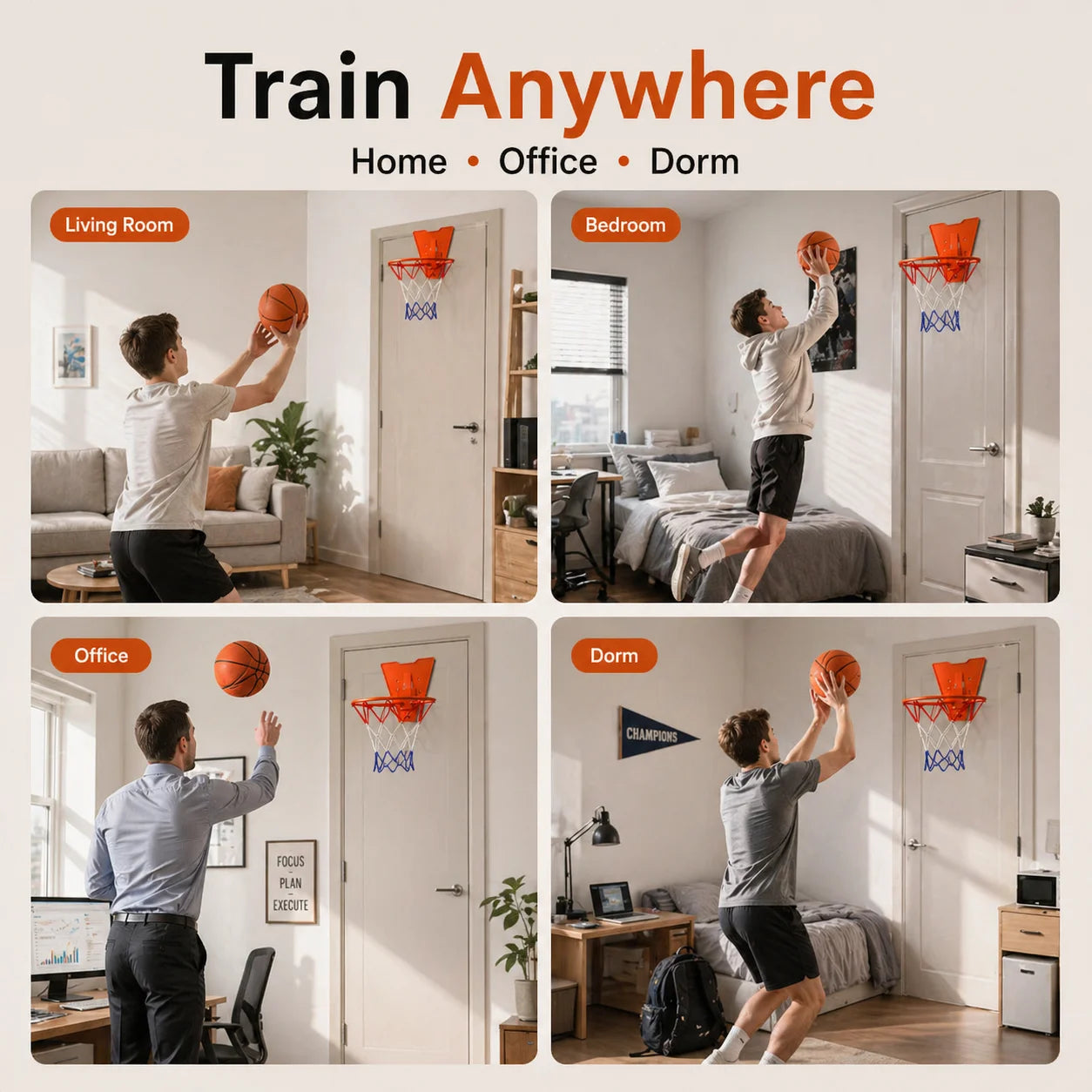 Silent Basketball Hoop Set – Indoor Foam Basketball & Mini Hoop for Quiet Home Training