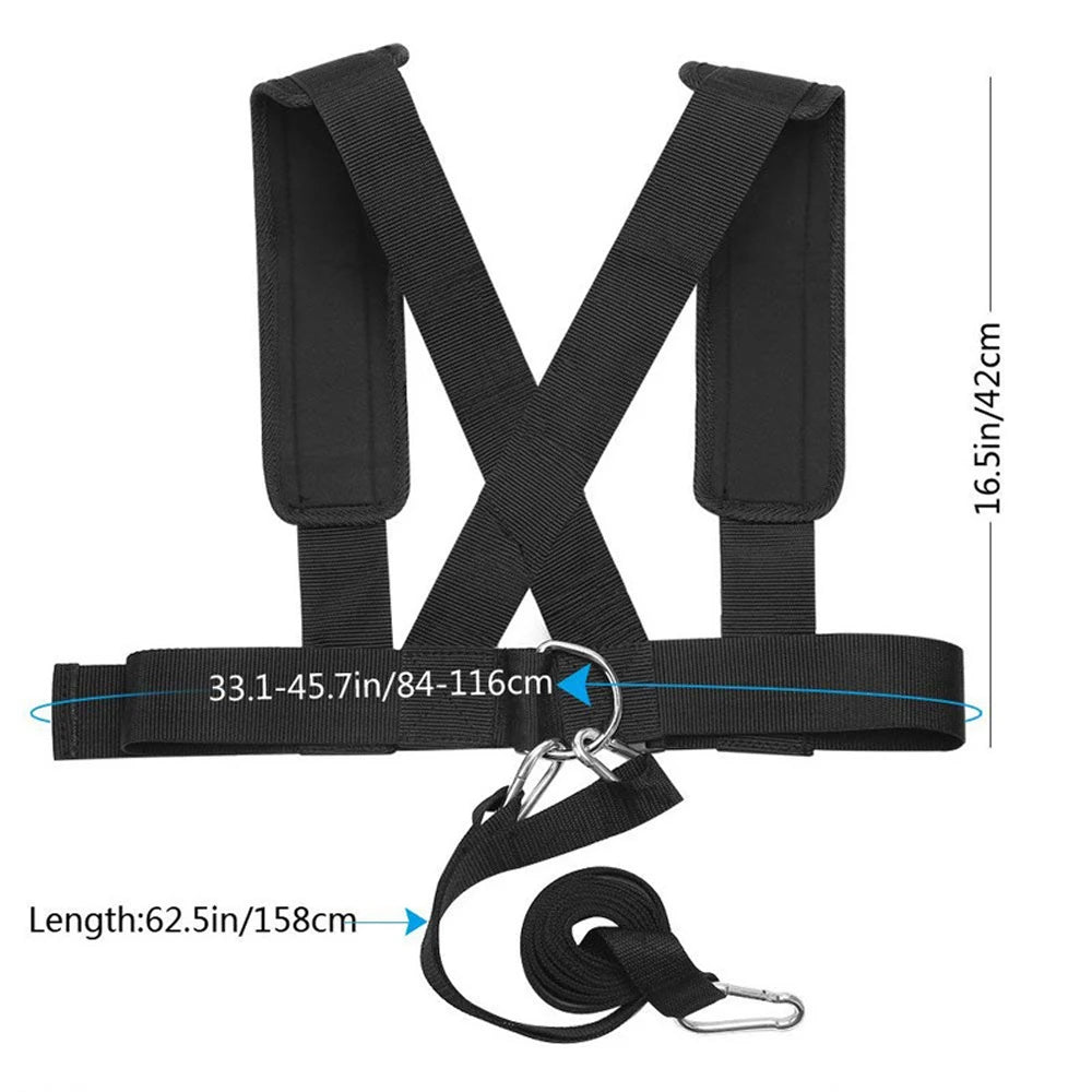 Sled Pulling Harness with Pull Strap Resistance Training, Adjustable Padded Shoulder Strap Harness Trainer