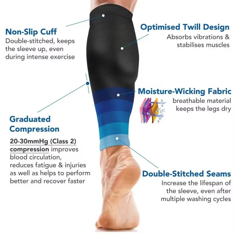 Compression Calf Sleeves (1 Pair) – 20–30mmHg Leg Compression Sleeves for Running, Sports & Recovery