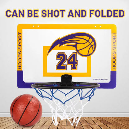 Foldable Kids Basketball Hoop Set – Wall Mounted Indoor & Outdoor Basketball Stand with Ball