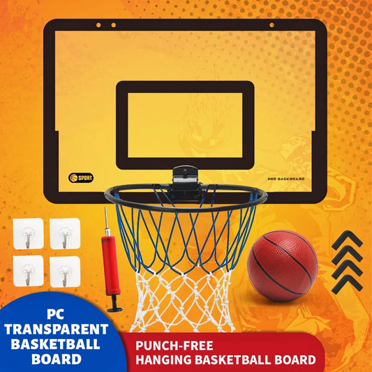 Foldable Kids Basketball Hoop Set – Wall Mounted Indoor & Outdoor Basketball Stand with Ball