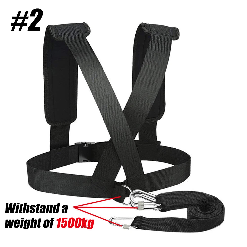 Sled Pulling Harness with Pull Strap Resistance Training, Adjustable Padded Shoulder Strap Harness Trainer