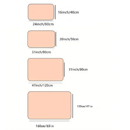 Basketball court rug size guide showing available rectangle floor mat dimensions for bedrooms, game rooms, basketball-themed décor, and sports spaces.