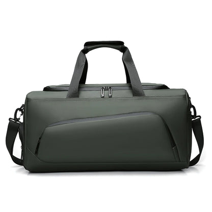 Front view of a green basketball duffel bag with a spacious main compartment, front zip pocket, adjustable shoulder strap, and durable design for basketball, gym training, sports, and travel.