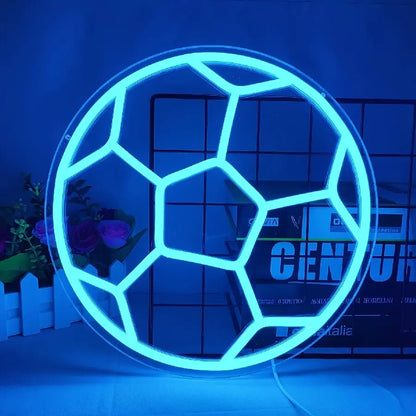 Blue LED basketball neon sign featuring a glowing basketball design, ideal as wall décor for bedrooms, game rooms, home gyms, sports rooms, gaming setups, and basketball fans.