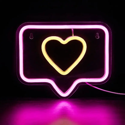 Heart-shaped LED neon wall sign shown as an alternative neon décor design available alongside basketball-themed LED wall lights.